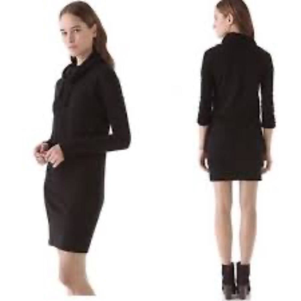 Standard James Perse Women's Funnel Neck Dress Size S 1 Black Cotton USA Made